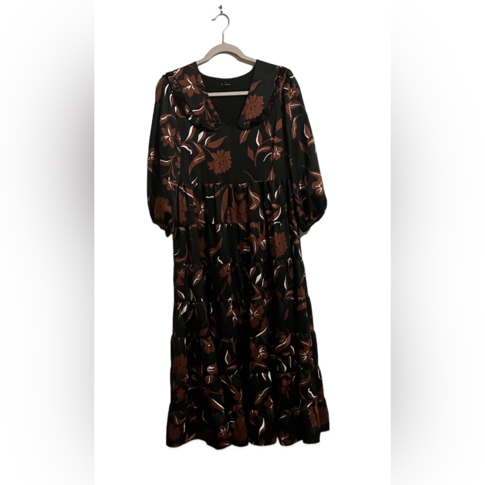 Black/Brown, Long Dress, 3/4 Sleeves, Ruffles, Blended Tiers, Wonderful Quality.